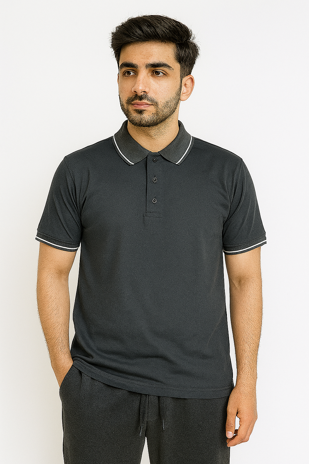 Elite Edge PK Polo – Textured & Durable PK Knit Fabric (Grey)