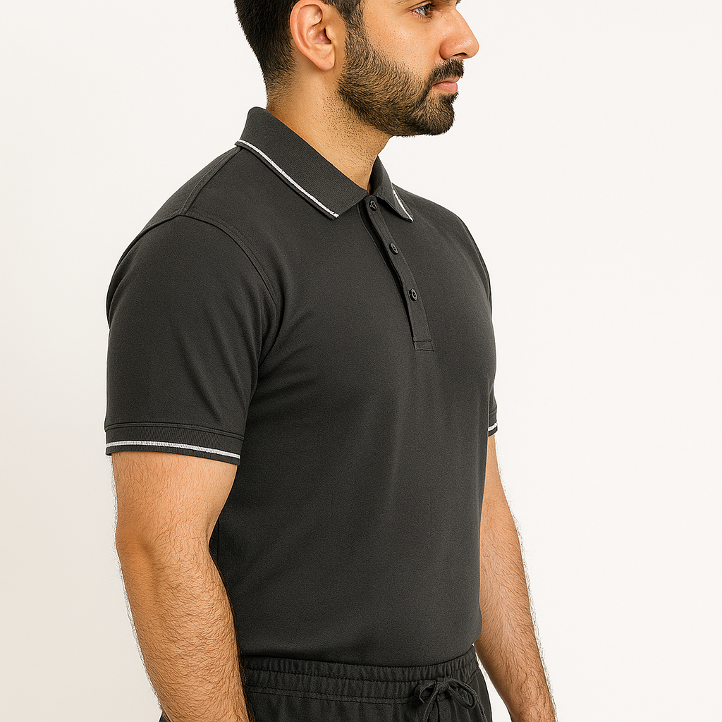 Elite Edge PK Polo – Textured & Durable PK Knit Fabric (Grey)