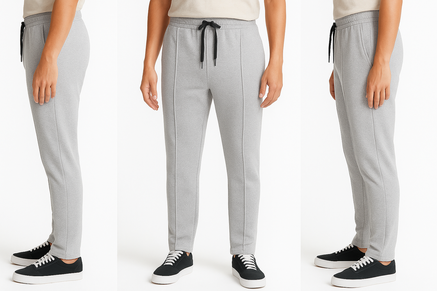 Pleated Navy Heather Grey Trousers