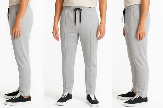 Pleated Navy Heather Grey Trousers