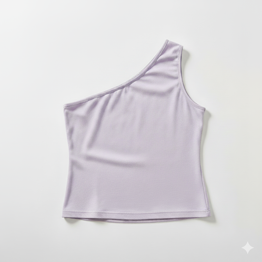Lilac One-Shoulder Ribbed Crop Top
