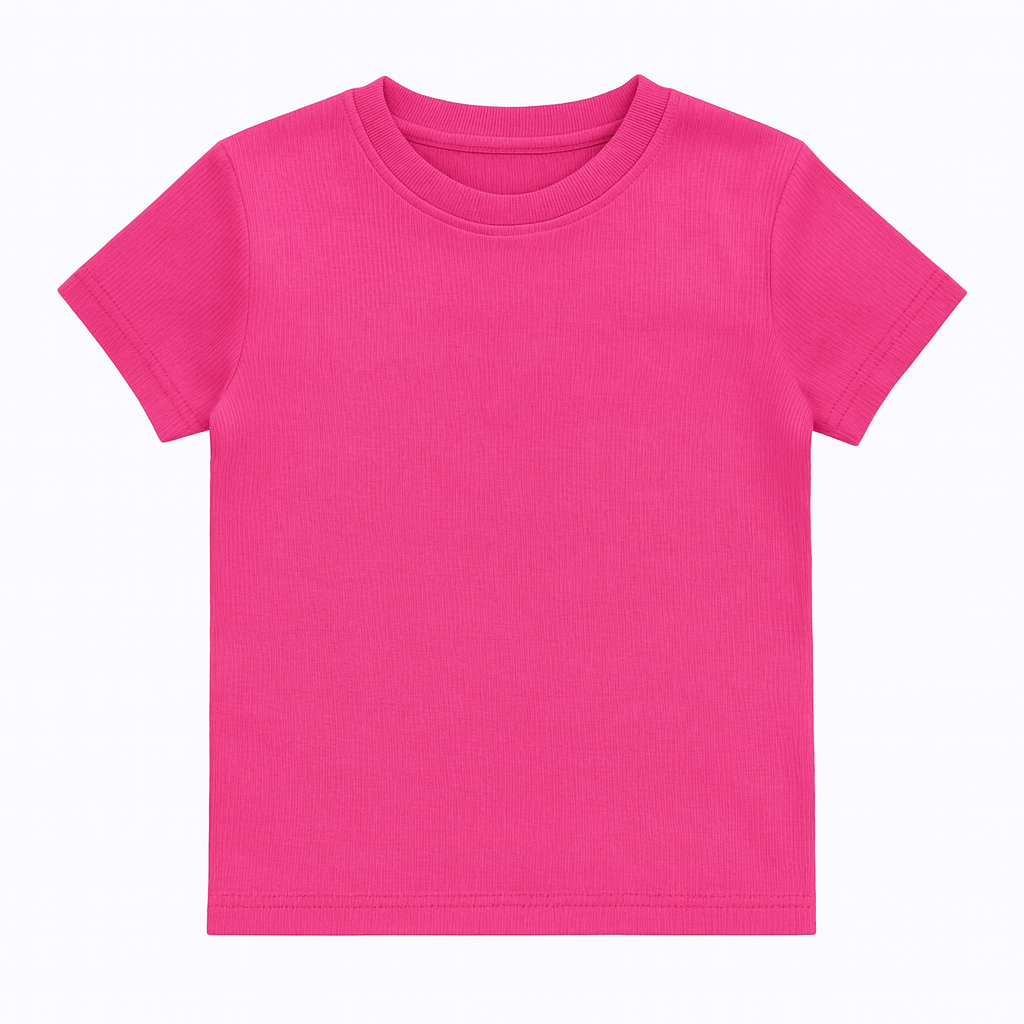 Women’s Hot Pink Ribbed Crew Neck T-Shirt