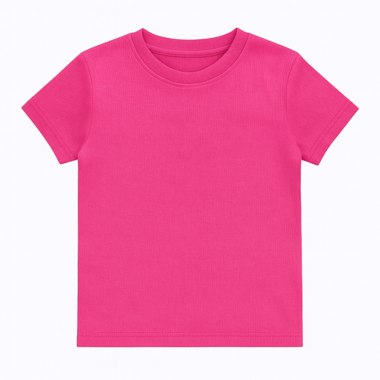 Women’s Hot Pink Ribbed Crew Neck T-Shirt