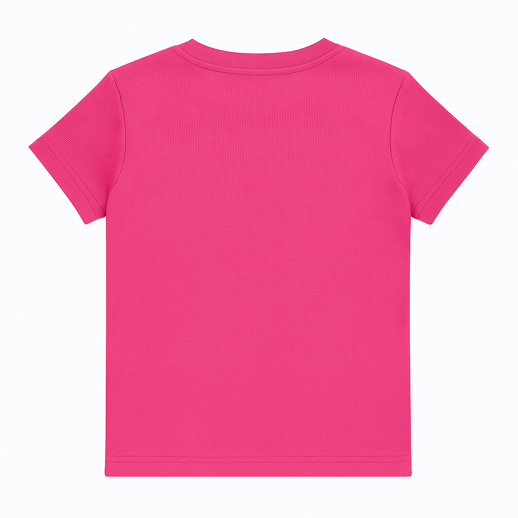 Women’s Hot Pink Ribbed Crew Neck T-Shirt