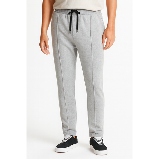 Pleated Navy Heather Grey Trousers