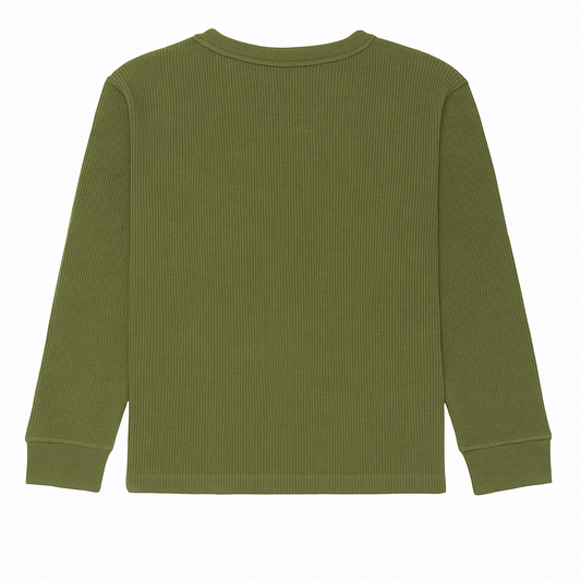 Big & Tall Olive Waffle Knit Thermal Long Sleeve Shirt