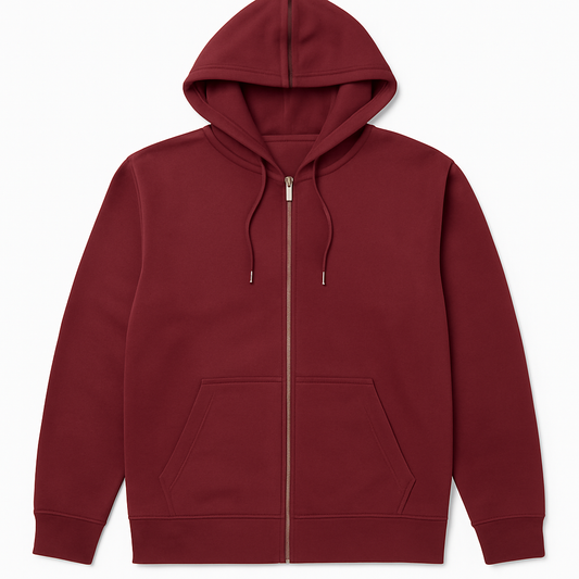 Red Fleece Zipper Hoodie – Minimal & Cozy Style