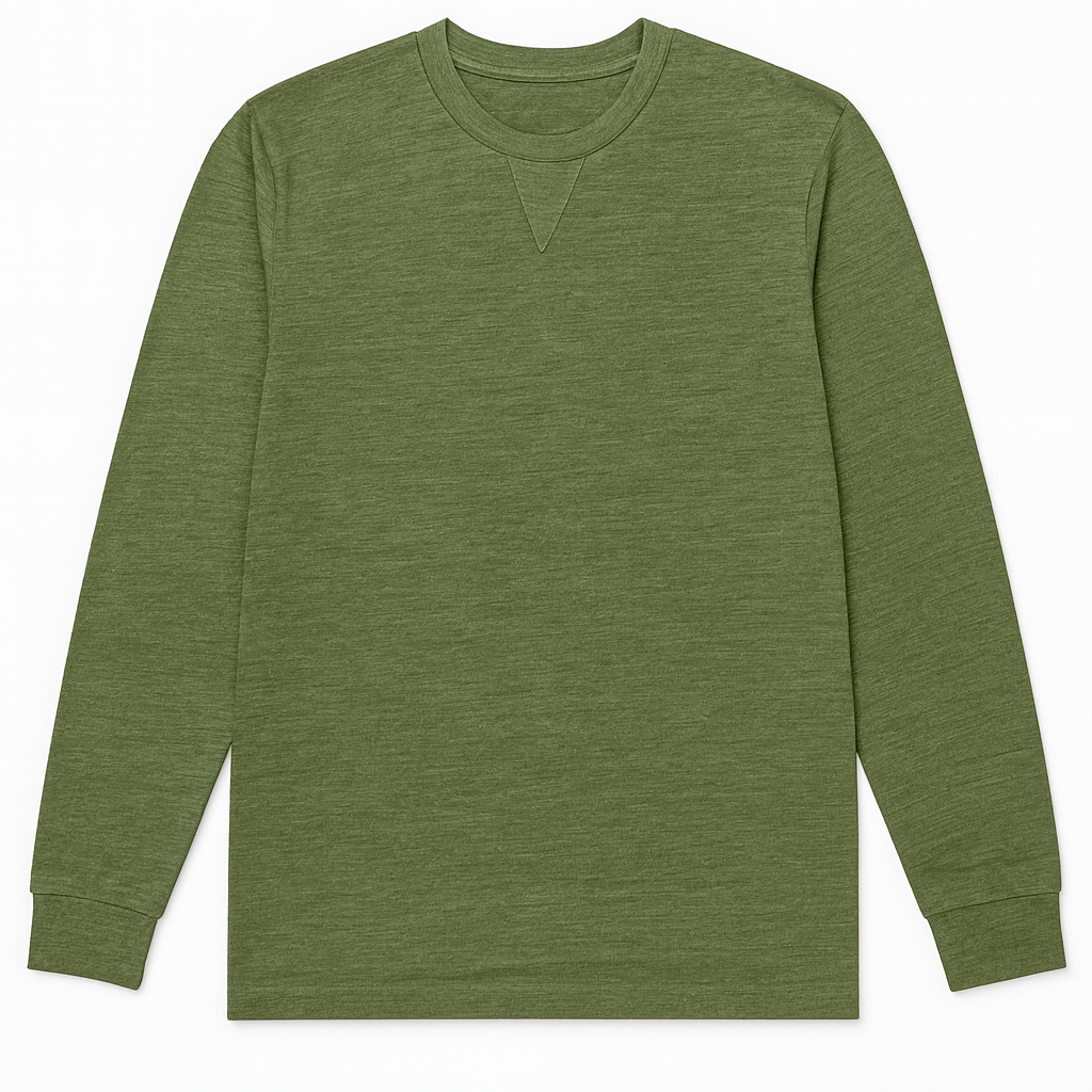 Classic Olive Green Long Sleeve Crewneck
