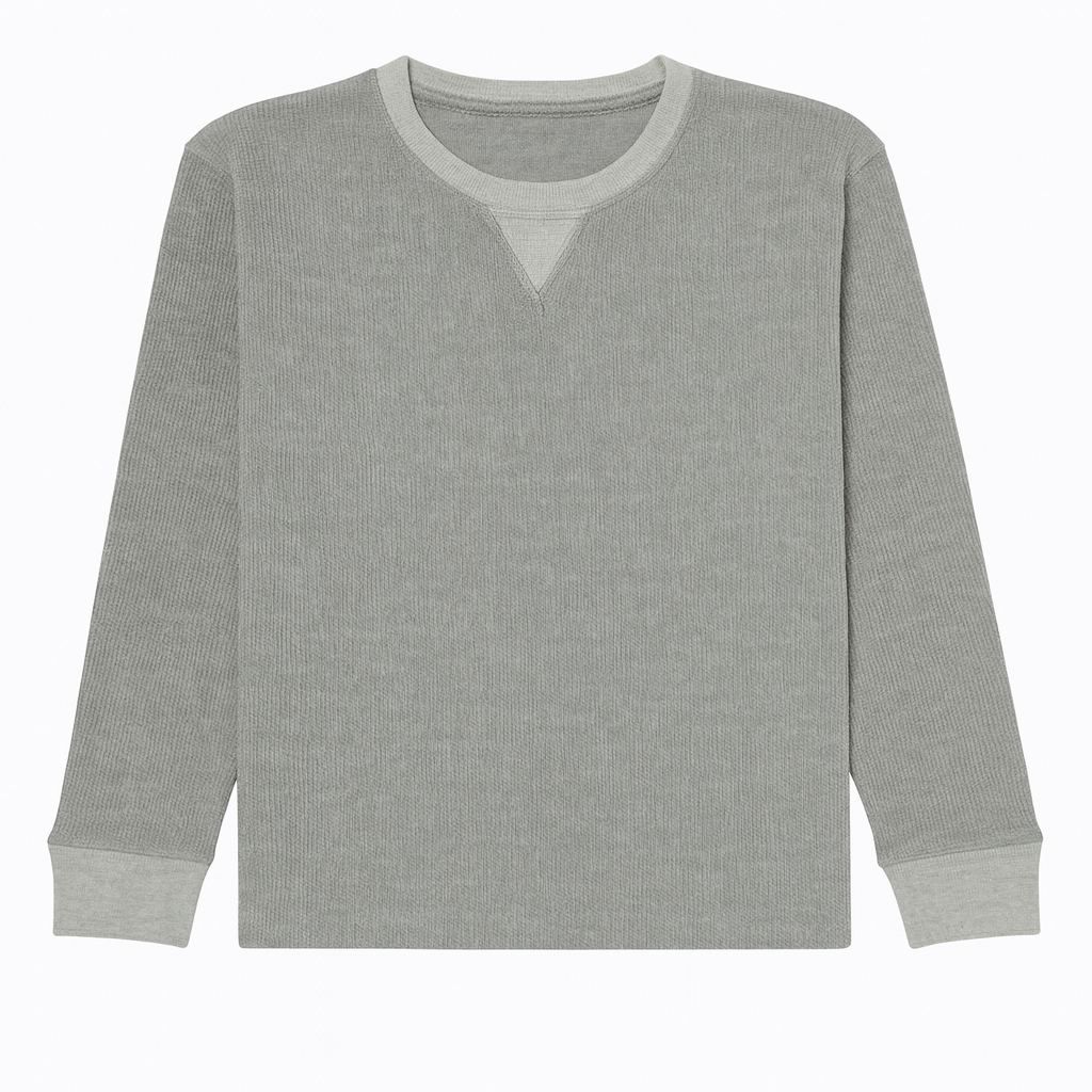 Big & Tall Grey Waffle Knit Thermal Long Sleeve Shirt