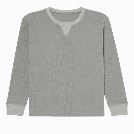 Big & Tall Grey Waffle Knit Thermal Long Sleeve Shirt